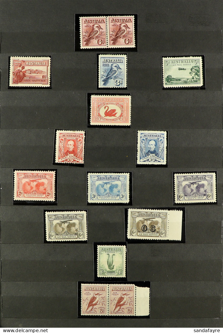 1914 - 1936 NEVER HINGED MINT Collection Of 39 Stamps On Stockbook Pages, Note Most Commemoratives Sets, Often With The  - Altri & Non Classificati