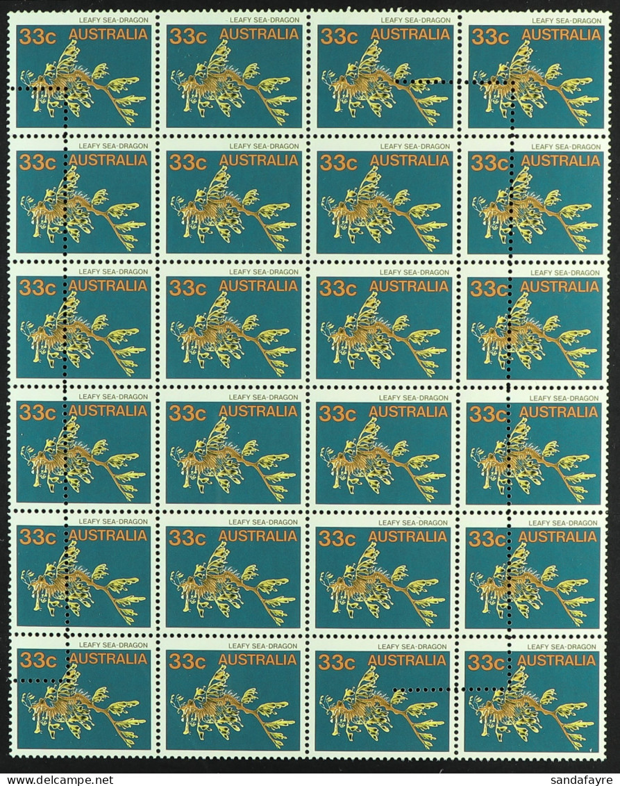 1984 33c?Leafy Sea-dragon (SG 926), Block 24 Unissued With Printers Control Perforation Device Across 14 Stamps, Never H - Otros & Sin Clasificación