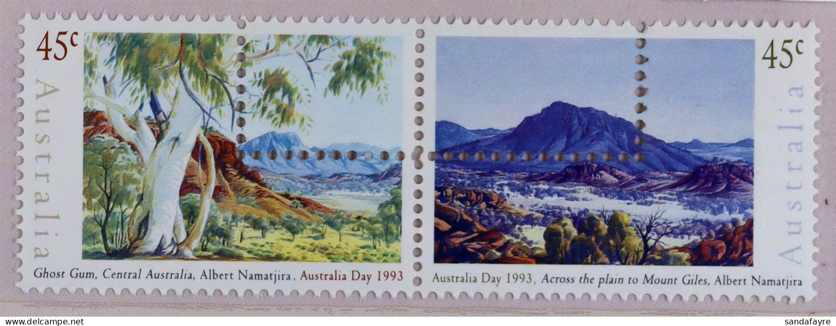 1993 Paintings By Albert Namatjira Pair In Sealed Australia Post Presentation Pack, The Stamps With Printers Control Per - Autres & Non Classés