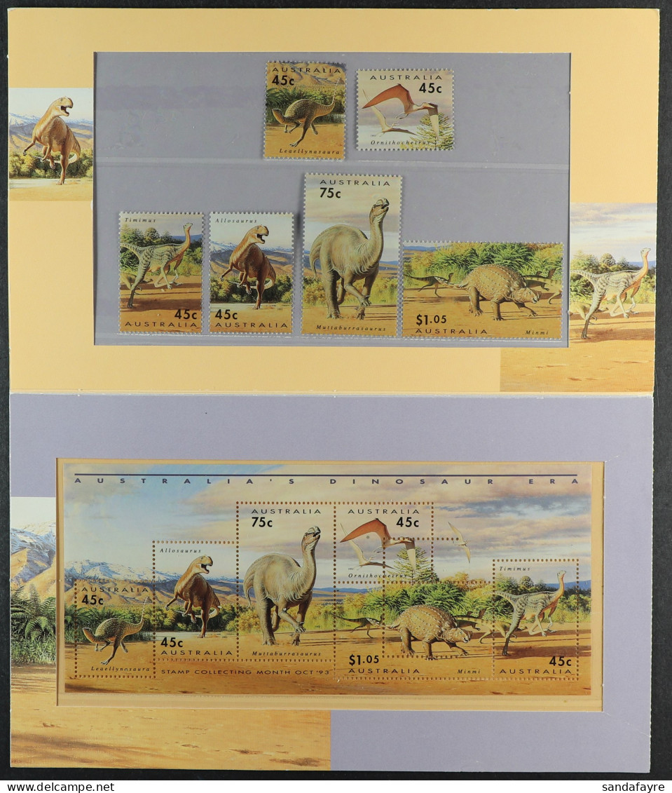 1993 Prehistoric Animals Set + Miniature Sheet, The Miniature Sheet In Sealed Australia Post Presentation Pack, The 45c  - Altri & Non Classificati