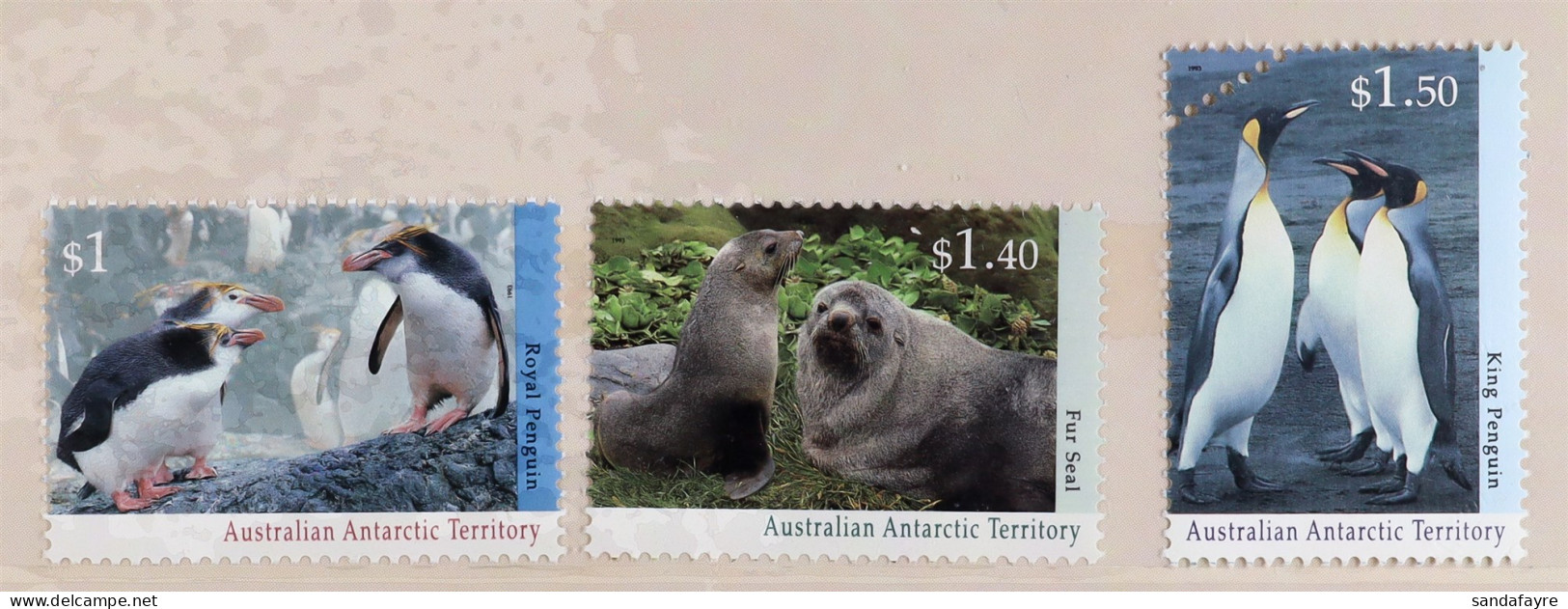 1993 $1, $1.40 & $1.50 Antarctic Wildlife Values, The $1.50 King Penguin With Printers Control Perforation Device, In Se - Other & Unclassified