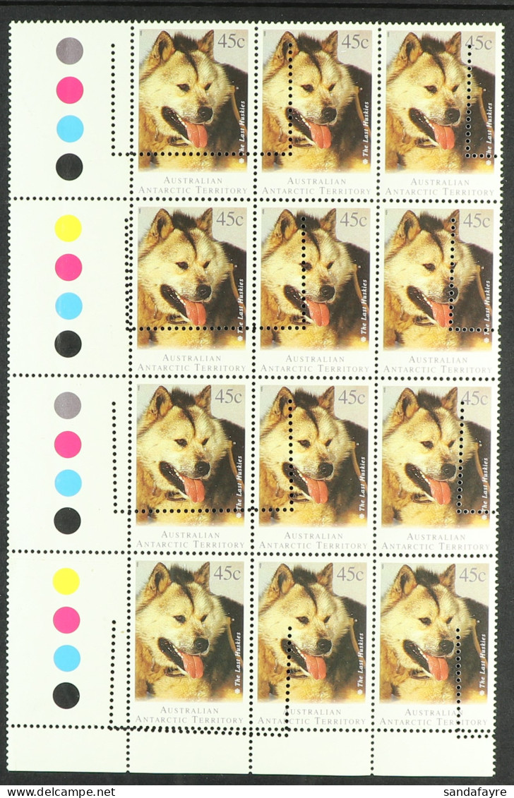 1994 45c Departure Of Huskies From Antarctica Block Of 12 With Printers Control Perforation Device, Never Hinged Mint. - Sonstige & Ohne Zuordnung