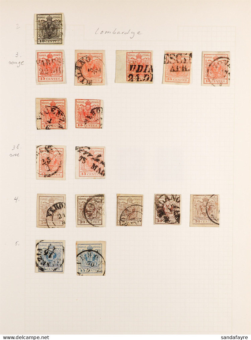 LOMBARDY AND VENETIA 1850 - 1864 Chiefly Used Collection Of Over 40 Stamps On Album Pages. - Sonstige & Ohne Zuordnung