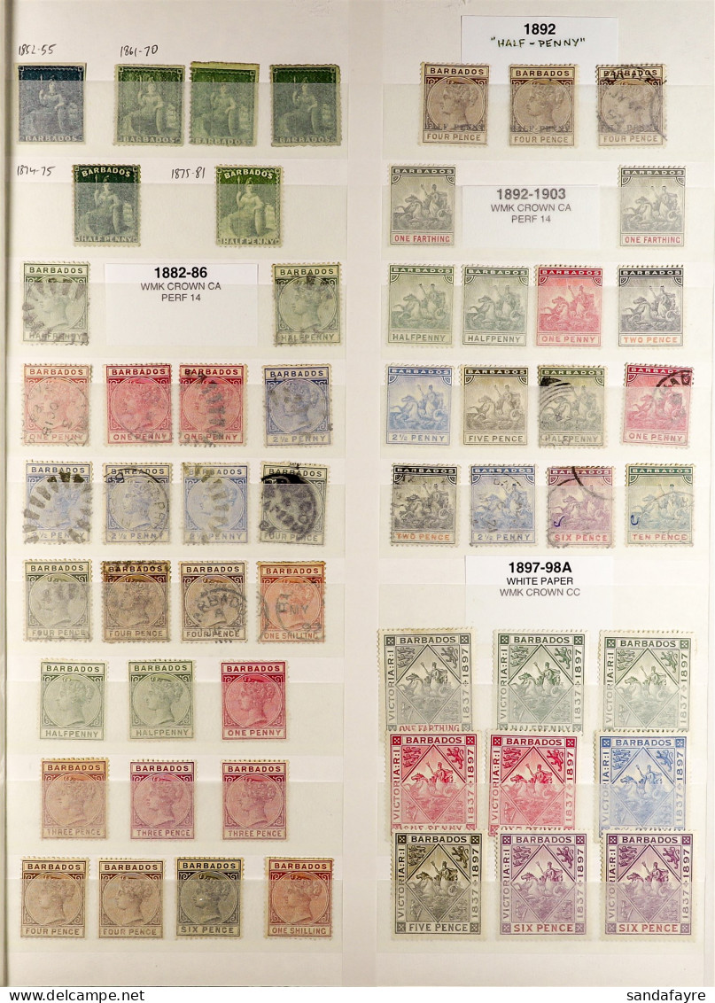 1852 - 1971 COLLECTION Annotated On Protective Pages, Mint & Used Stamps Incl Sets & Higher Values (approx 300 Stamps) - Barbados (...-1966)