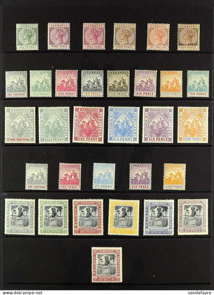 1882 - 1909 COLLECTION Of Over 40 Mint Stamps On Protective Pages, Cat ?850+. - Barbados (...-1966)