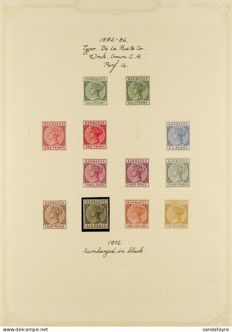 1882-86 Wmk Crown CA Set With All Additional Shades Of The ?d, 1d, 3d, And The 4d Grey And 4d Pale Brown (SG 89/103), Mi - Barbades (...-1966)