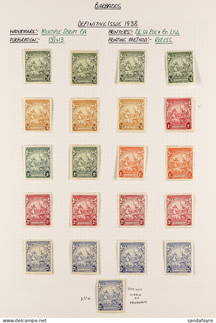 1937 - 1952 MINT COLLECTION On Pages, Complete For The Basic Issues With Additional Items, Note 1938-47 ?d Green Perf 14 - Barbades (...-1966)