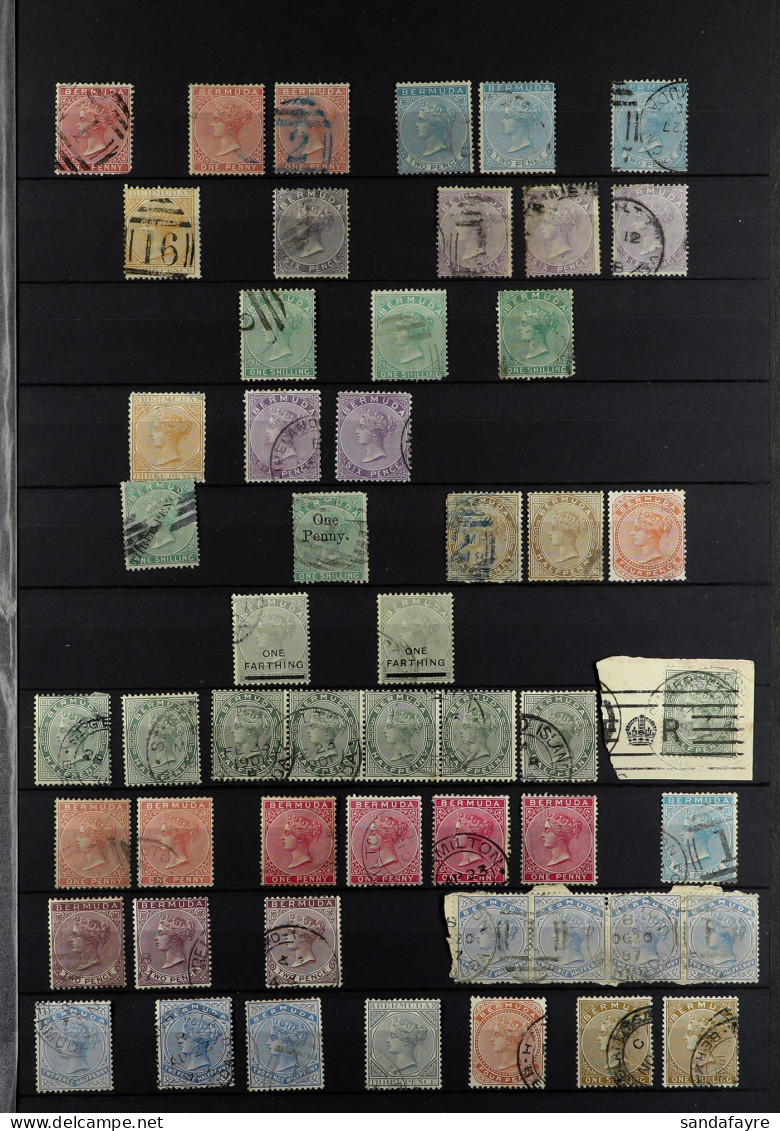 1865 - 1936 USED COLLECTION Of 170+ Stamps On Protective Pages, 1875 1d On 1s, 1902-10 Dock Sets, Ship Issues, 1920-21 T - Bermudes