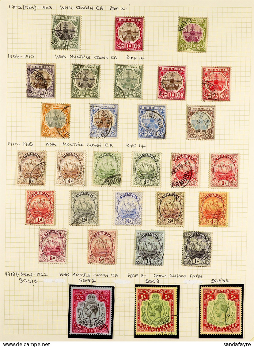 1902 - 1936 FINE USED COLLECTION Of 87 Stamps On Pages, Note 1906-10 Set, 1910-25 Set With Extra Shades, 1918-22 2s6d &  - Bermudes