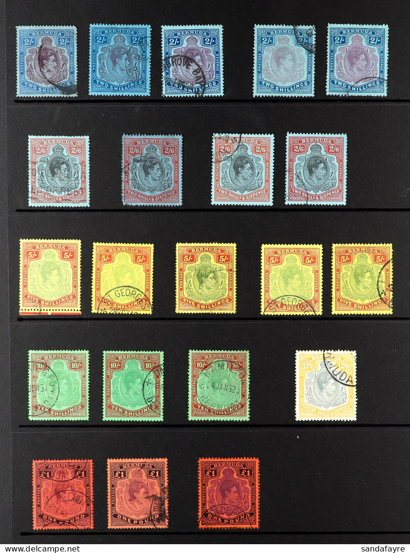 1938-53 LARGE KEY TYPES USED COLLECTION With 2s Perf 14 (3, Shades) And Perf 13 (both Listed Shades); 2s6d Perf 14, Perf - Bermuda