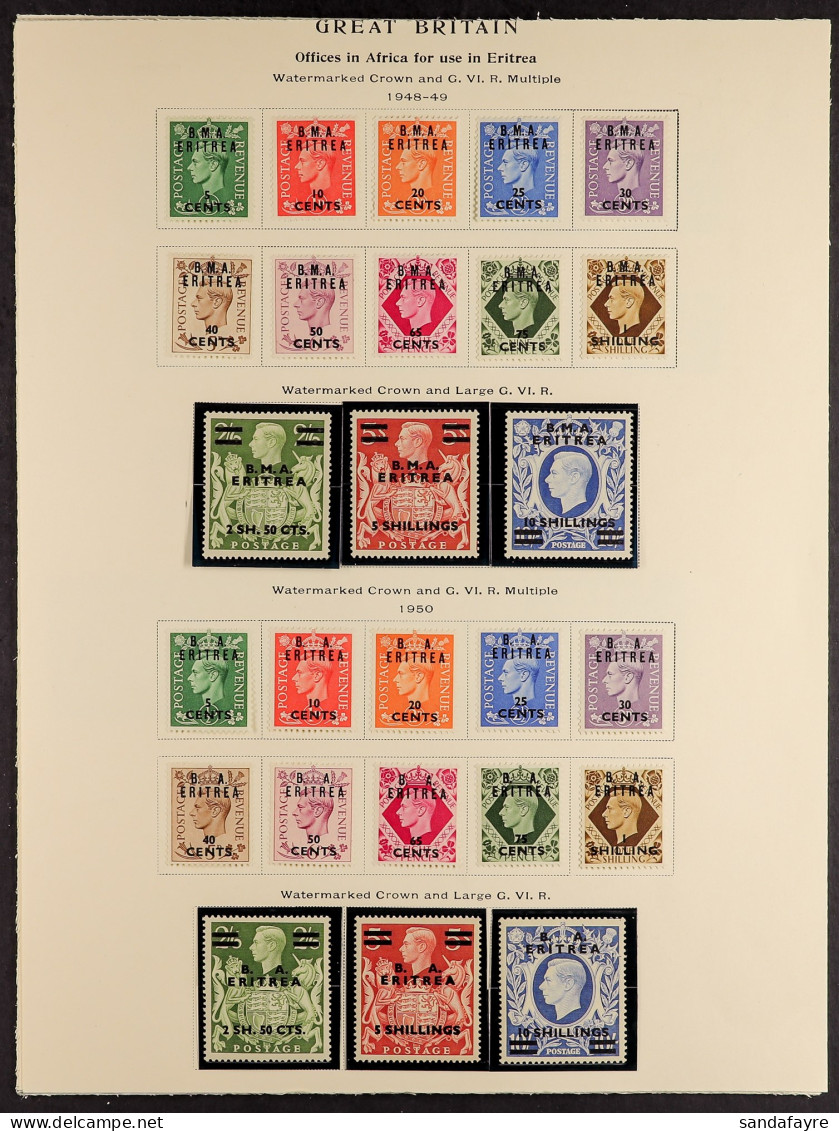 1942 - 1950 MINT / NEVER HINGED MINT Collection Of Approx 140 Stamps On Album Pages With M.E.F. Near- Complete, Eritrea  - Italian Eastern Africa