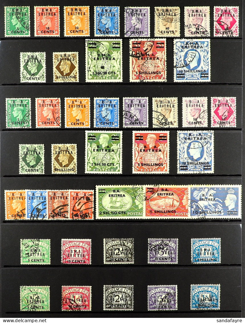 ERITREA 1948 - 1950 Complete Collection Of 43 Very Fine Used Stamps (SG E1-E32 & ED1-ED10). - Afrique Orientale Italienne