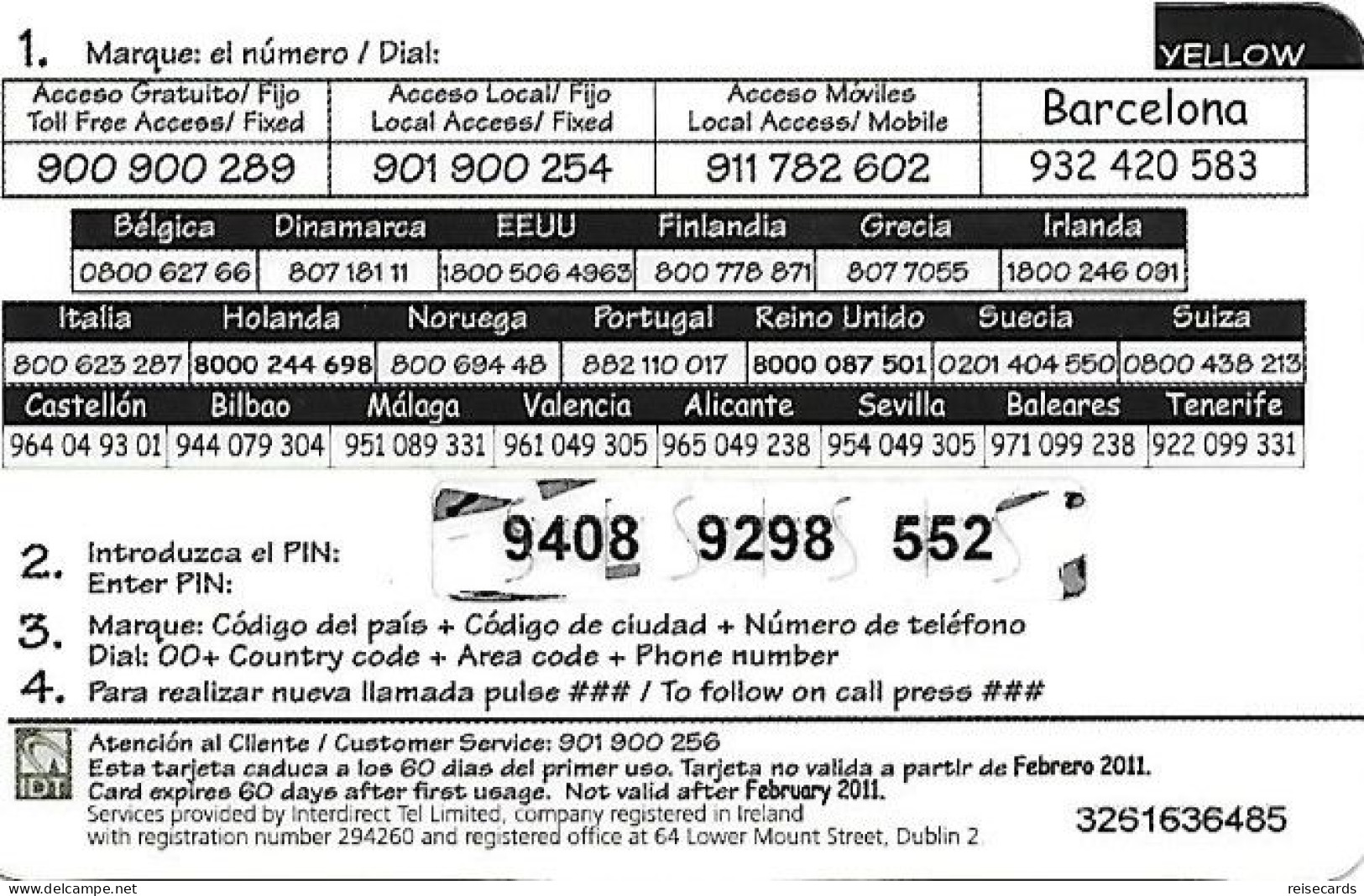 Spain: Prepaid IDT - Yellow 02.11 - Otros & Sin Clasificación