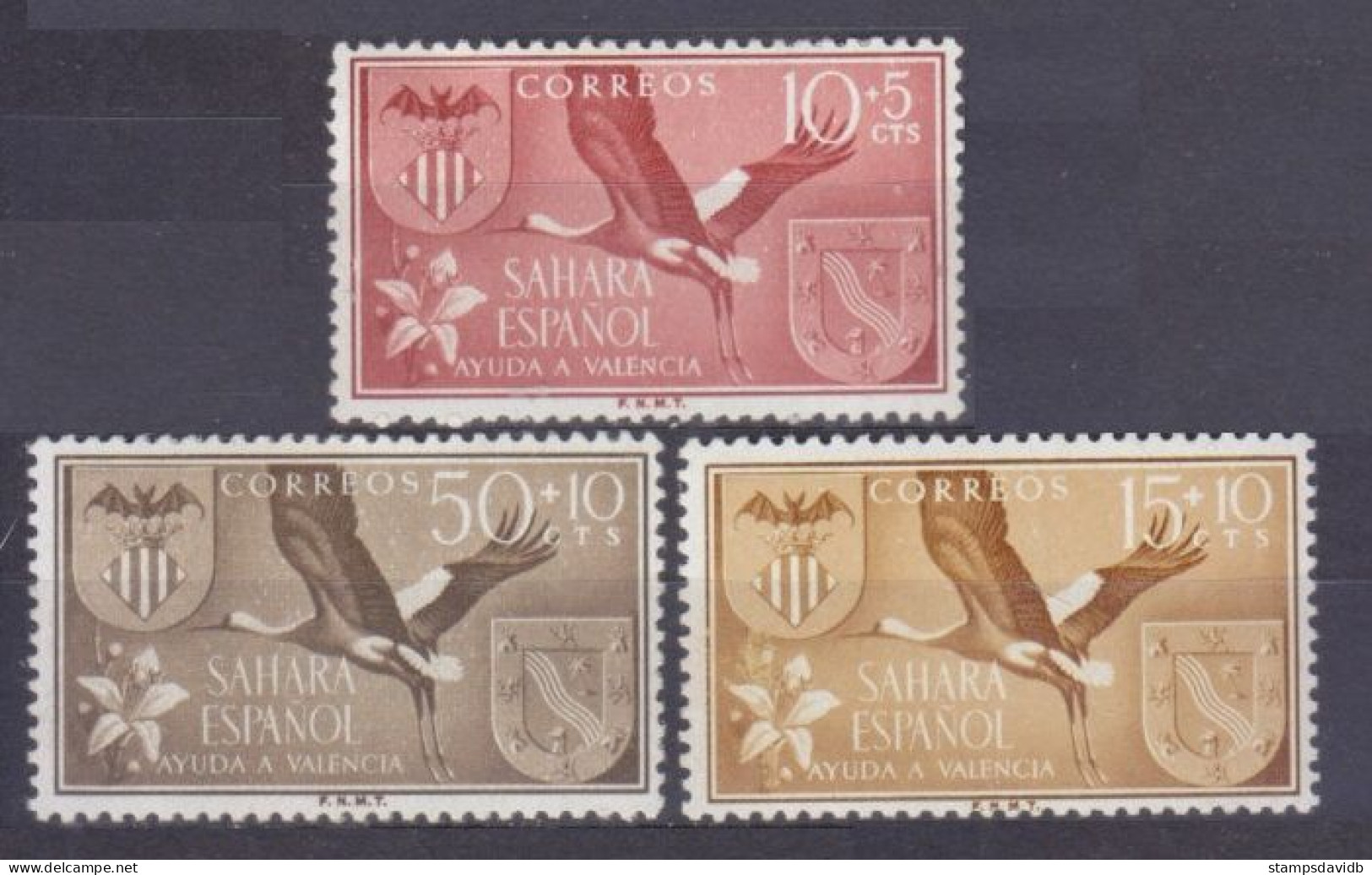 1958 Spanish-Sahara 177-179 Birds - Marine Web-footed Birds