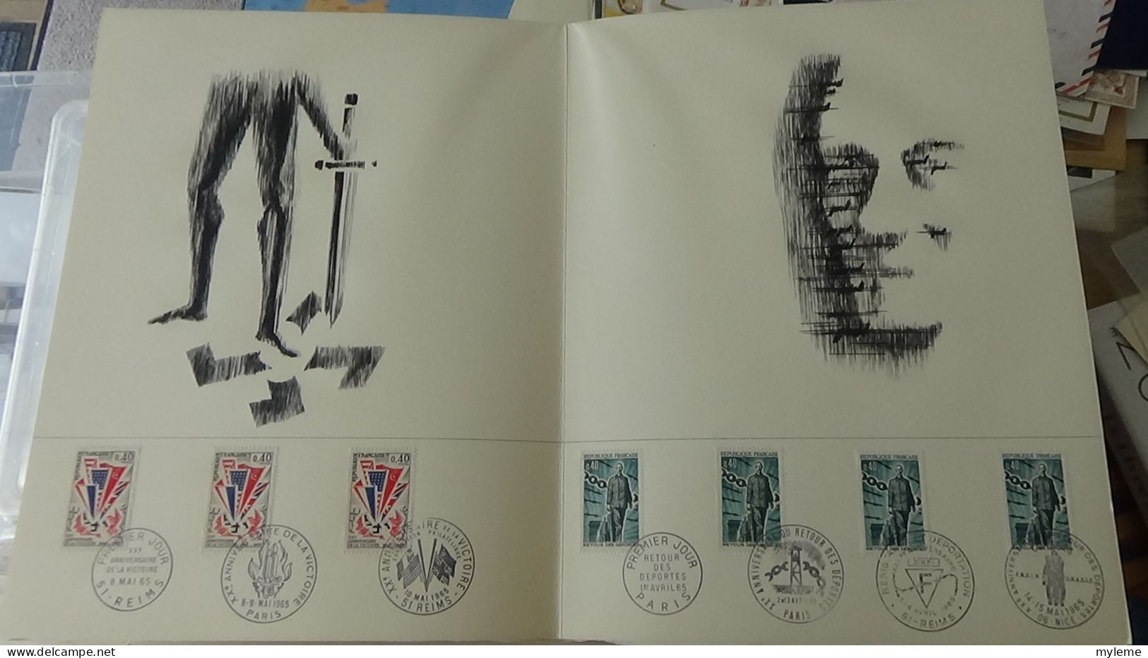 BG7 Très belle étude sur le général De Gaulle en timbres, blocs, enveloppes et documents philatéliques. A saisir !!!