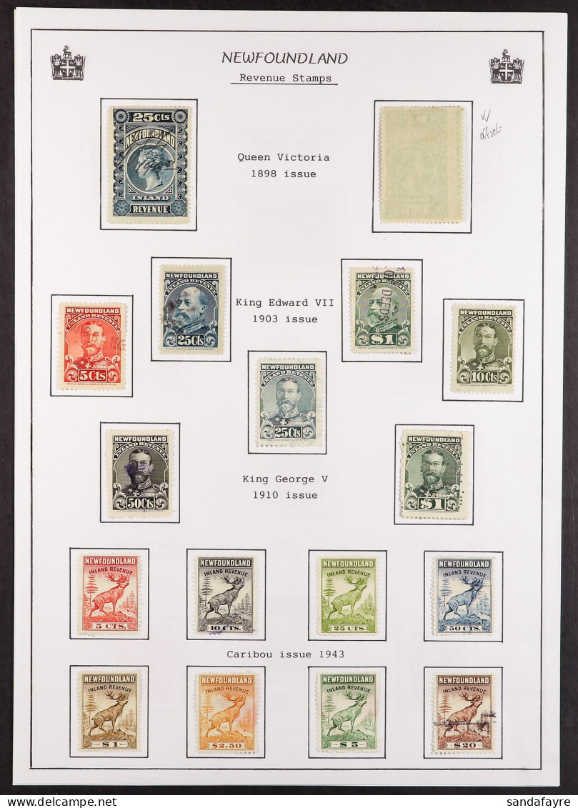 NEWFOUNDLAND - REVENUE STAMPS 1898 - 1967 Mint & Used Collection Of 31 Stamps On Album Pages Incl. Inland Revenue 1898 2 - Other & Unclassified