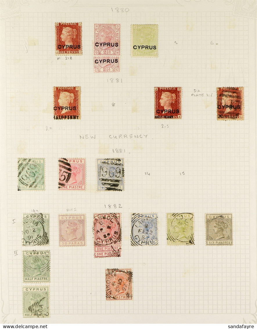 1880 - 1960 COLLECTION Of Approx. 140 Mint And Used Stamps On Album Pages, Note 1880 1d Red Plate 218 Mint, 1881 1d Red  - Other & Unclassified