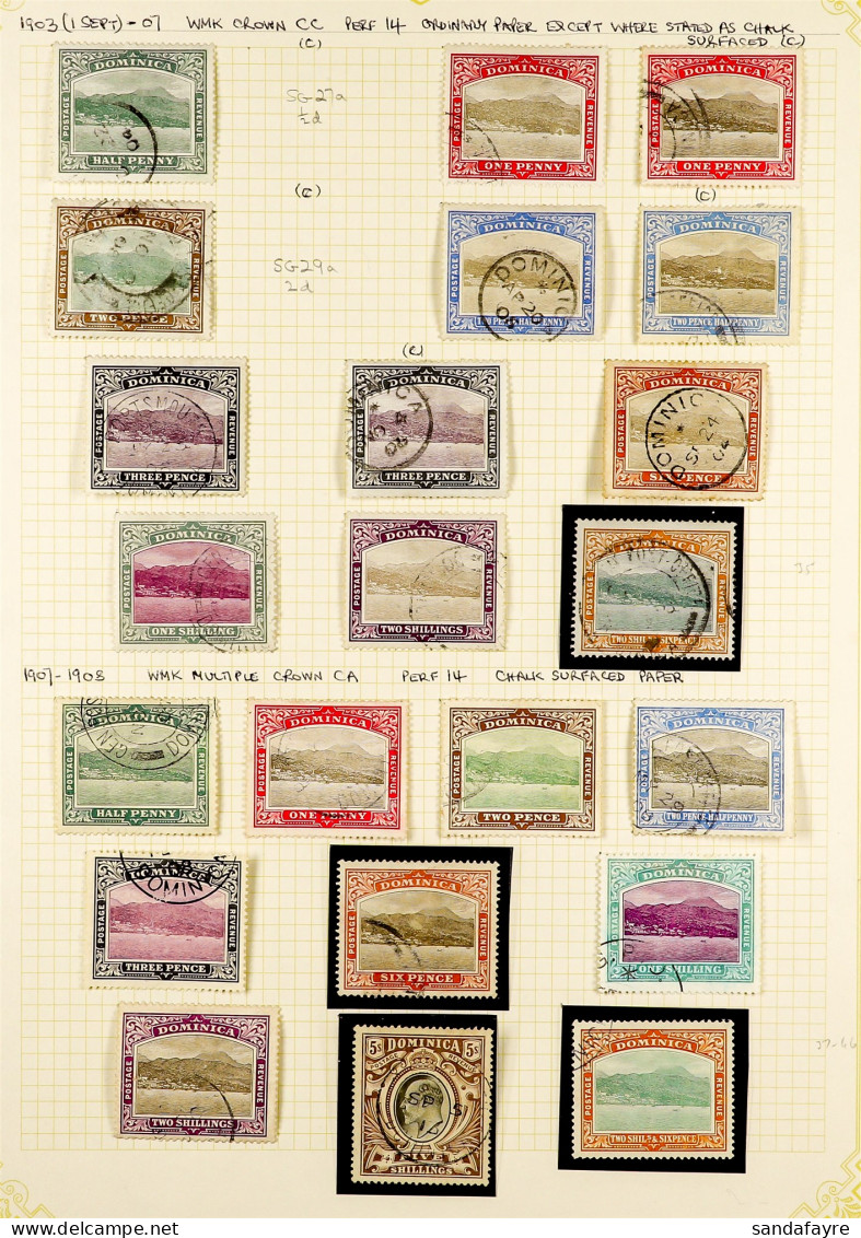 1903 - 1935 COLLECTION Of Around 75 Stamps On Pages, Note 1903-07 Set To 2s6d, Plus Chalky Papers To 2?d & 3d, 1907-08 S - Dominique (...-1978)