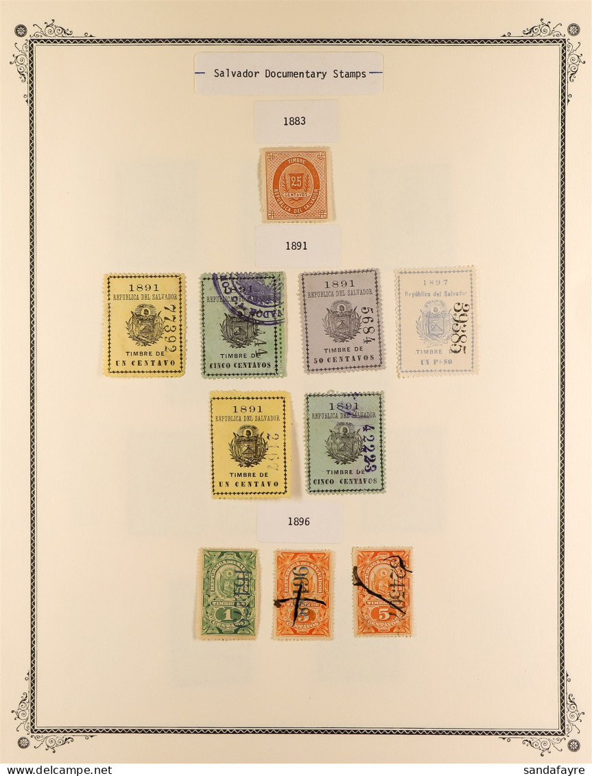 REVENUE STAMPS 1883 - 1925 Mint & Used Collection Of Over 400 Revenue Stamps, On Album Pages. - El Salvador