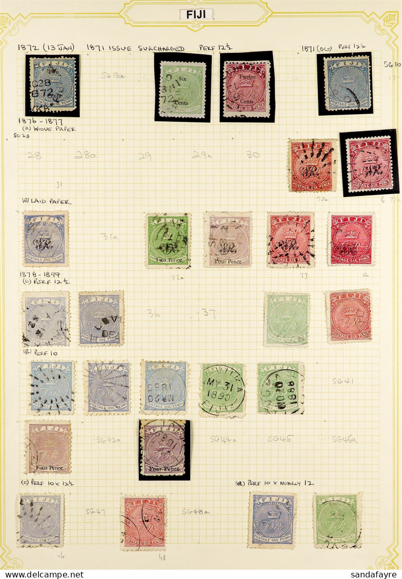 1871 - 1891 COLLECTION Of Over 60 Stamps On Pages, Note 1871 1d, 1872 Surcharges Set, 1876-66 Lithographed 'VR' Wove Pap - Fidschi-Inseln (...-1970)