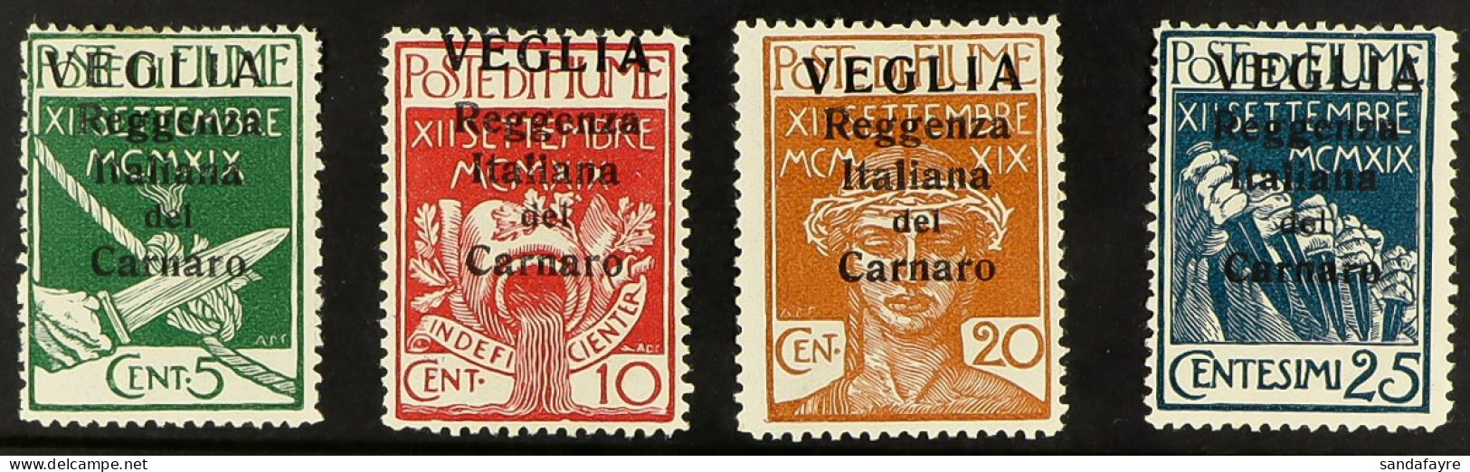 VEGLIA 1920 (13 Nov) 'VEGLIA' Local Large Overprints Complete Set, Sassone 1/4, Fresh Mint. Sorani Photo-certificate. Ca - Fiume