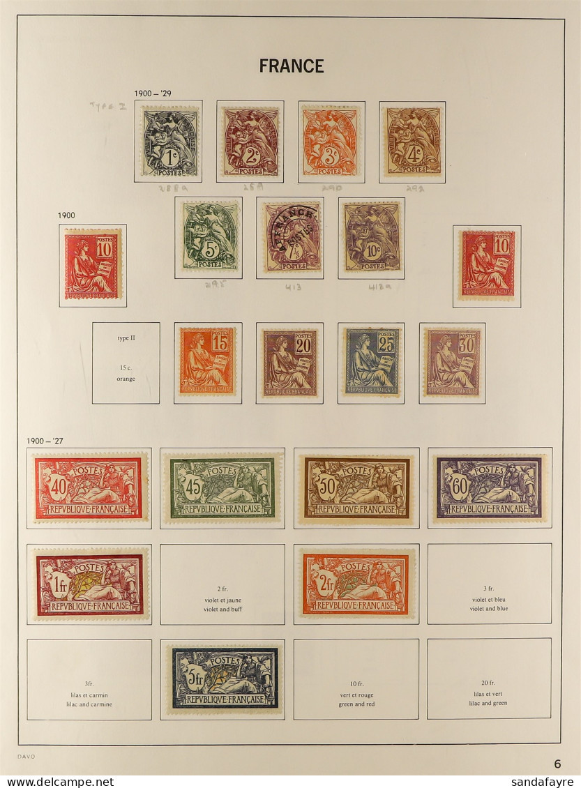 1900 - 1939 MINT COLLECTION Of Chiefly Complete Sets, Note 1900-24 Mouchon Basic Set, 1914 10c+5c Red Cross,  1918 15c R - Altri & Non Classificati
