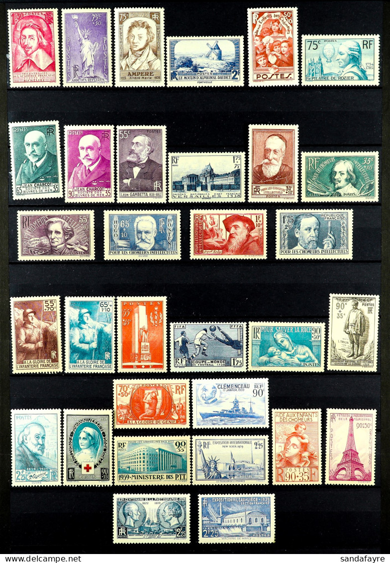 1930 - 1946 NEVER HINGED MINT COLLECTION On Protective Pages, Sets, Red Cross Issues, Postage Dues, Etc, Note 1935 2fr B - Altri & Non Classificati