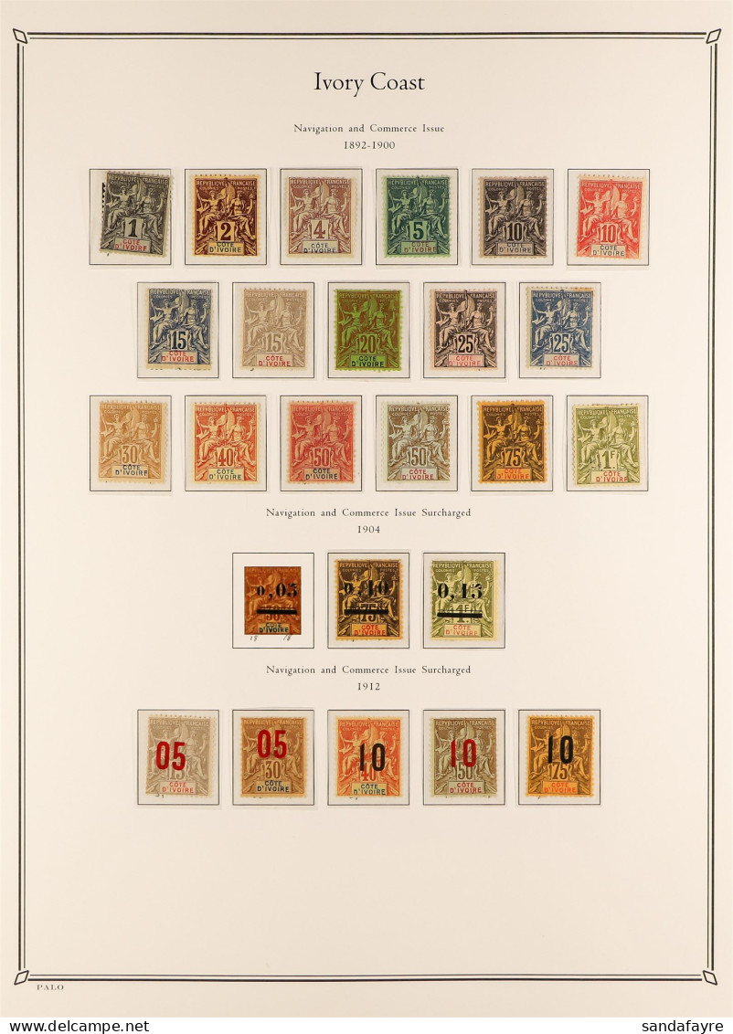 IVORY COAST 1892 - 1944 COLLECTION Of 220+ Mint / Much Never Hinged Mint Stamps On Palo Hingeless Album Pages. Near- Com - Other & Unclassified