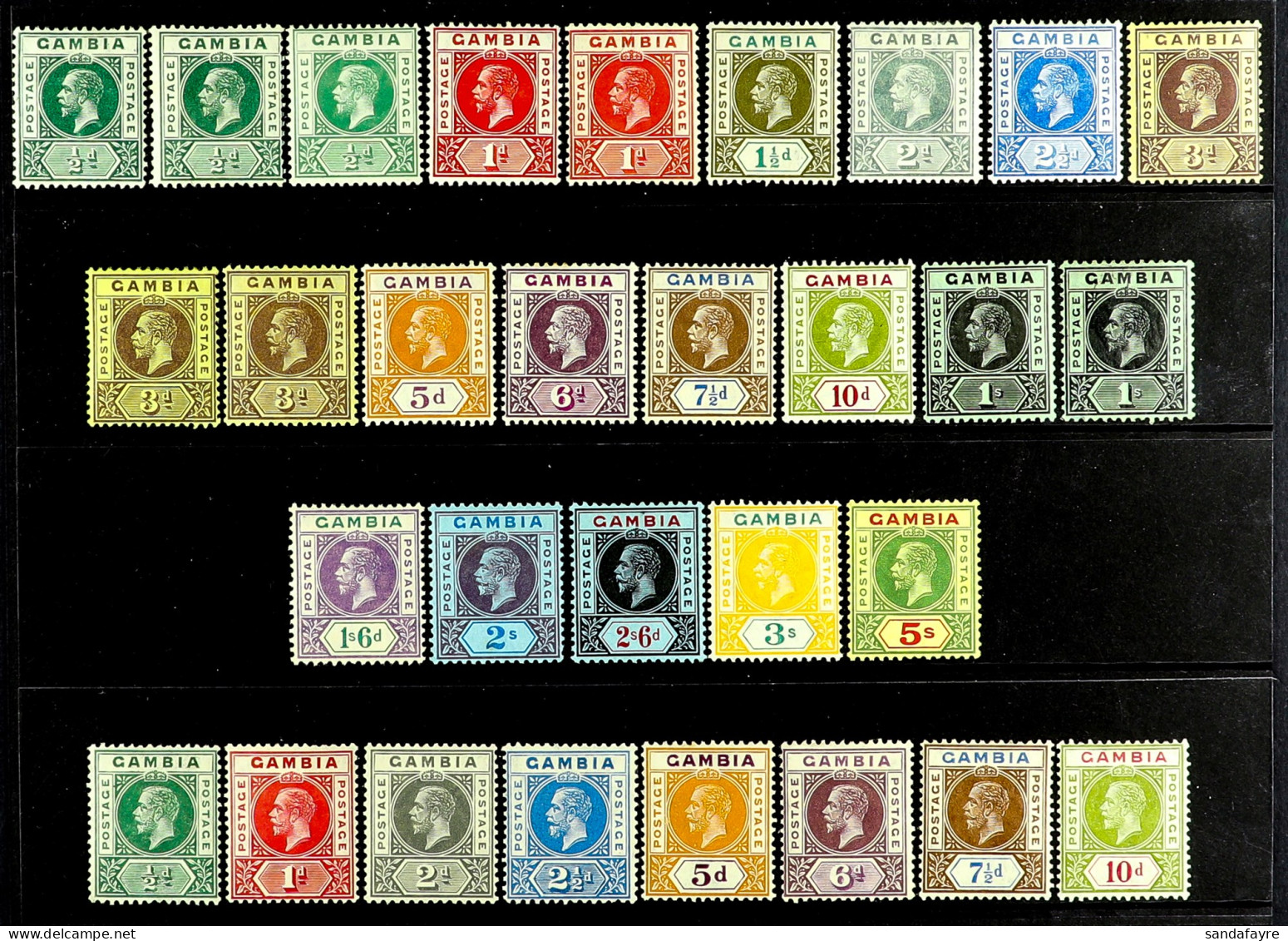 1912 - 1929 COLLECTION Of Over 50 Mint Stamps On Protective Pages, 1912-22 Wmk Mult CA Set With Additional Shades, 1921- - Gambia (...-1964)