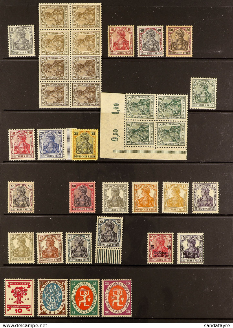 1902 - 1922 MINT / NEVER HINGED COLLECTION Of 160+ Stamps On Protective Pages Incl. 1916-19 Germania Issues Complete Ran - Other & Unclassified