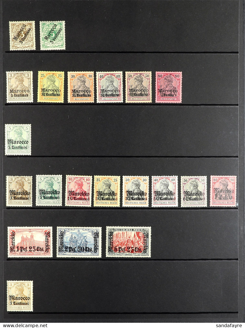 GERMAN P.O.s IN MOROCCO 1899-1906 Collection Of 21 Mint Stamps On Protective Page, Michel ??680+. - Other & Unclassified