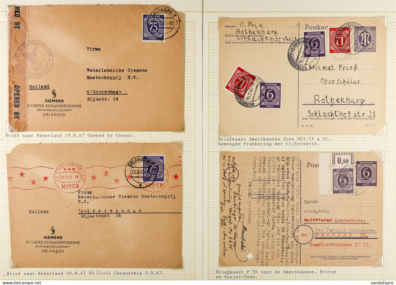 1945 - 1951 COVERS COLLECTION Around 60 Items From Various Allied Zones, Registered, Censored, Uprated Cards, Feldpost,  - Andere & Zonder Classificatie