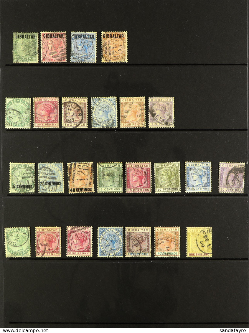 1886 - 1935 USED COLLECTION Of Around 60 Stamps On Protective Pages, Cat ?1200+. - Gibraltar