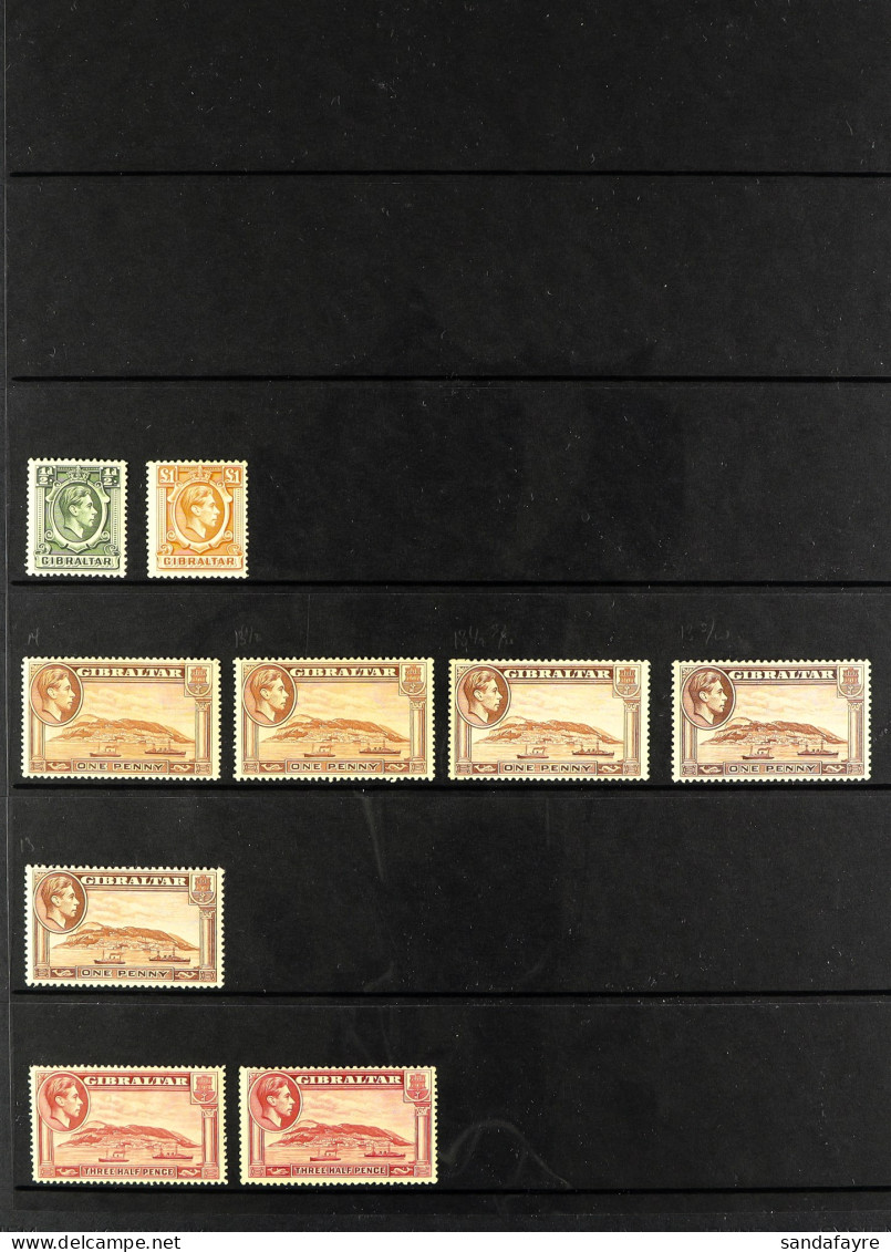 1938-51 Pictorial Set With A Near- Complete Run Of The Different Additional Perfs, Incl. 1?d Carmine Perf. 13?, 3d Perf. - Gibraltar