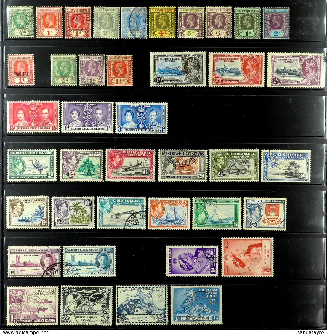 1912 - 1979 COLLECTION Of Fine Used Stamps On Protective Pages, Chiefly Complete Sets (approx 300 Stamps, 4 Miniature Sh - Gilbert- Und Ellice-Inseln (...-1979)