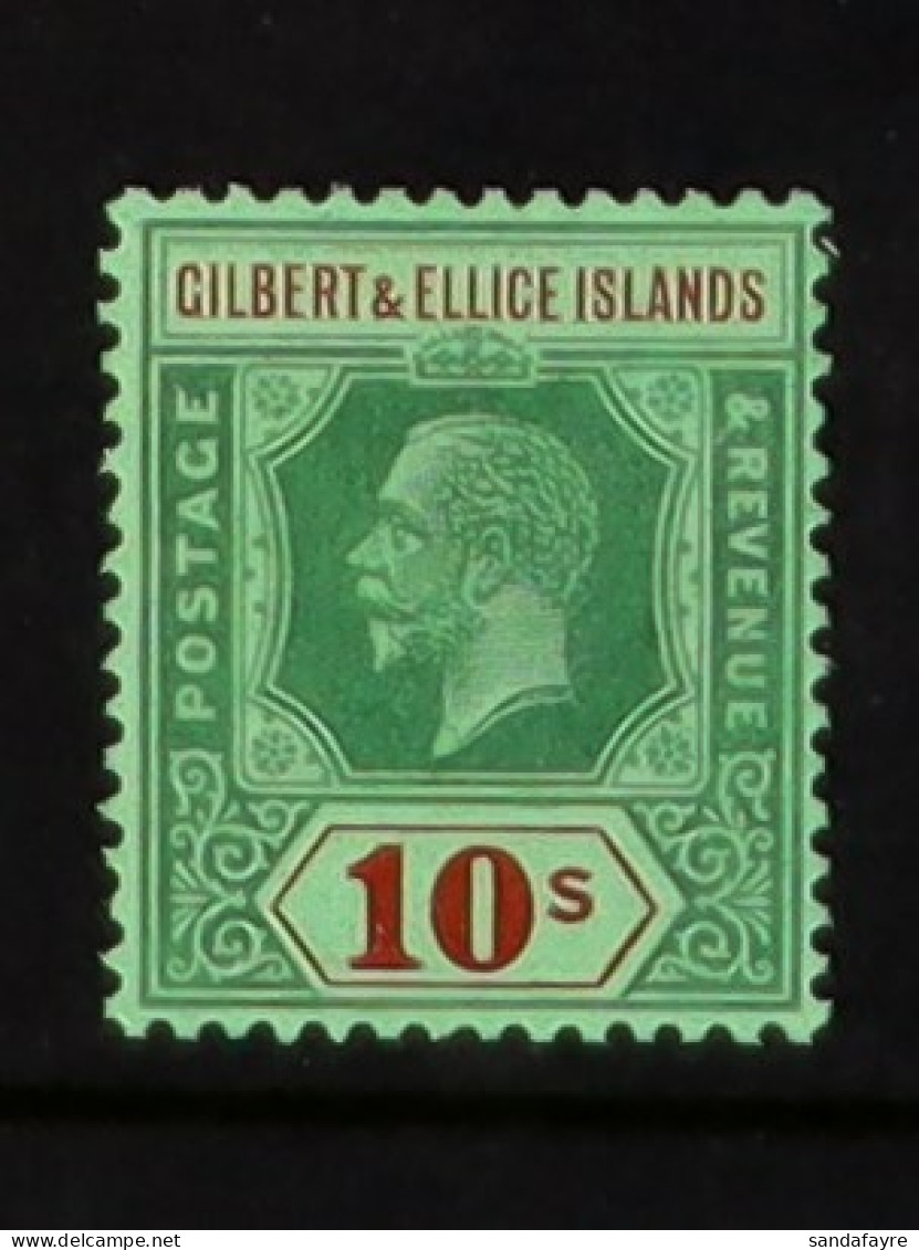 1924 10s Green And Red On Emerald, SG 35, Never Hinged Mint. Cat ?180 As Hinged. - Isole Gilbert Ed Ellice (...-1979)