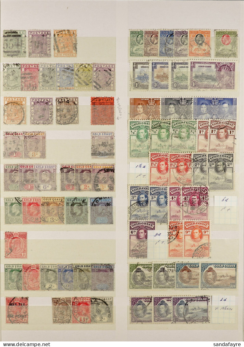 1876 - 1963 USED COLLECTION Of Approx 350 Stamps On Protective Pages, Many Sets & Higher Values, Near Complete From 1935 - Gold Coast (...-1957)