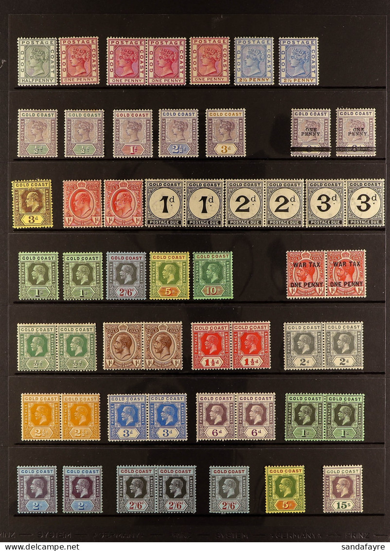 1884 - 1948 COLLECTION Of 80+ Mint / Some Never Hinged Mint Stamps On Protective Pages Incl. Values To 15s, Stc ?850+. - Gold Coast (...-1957)