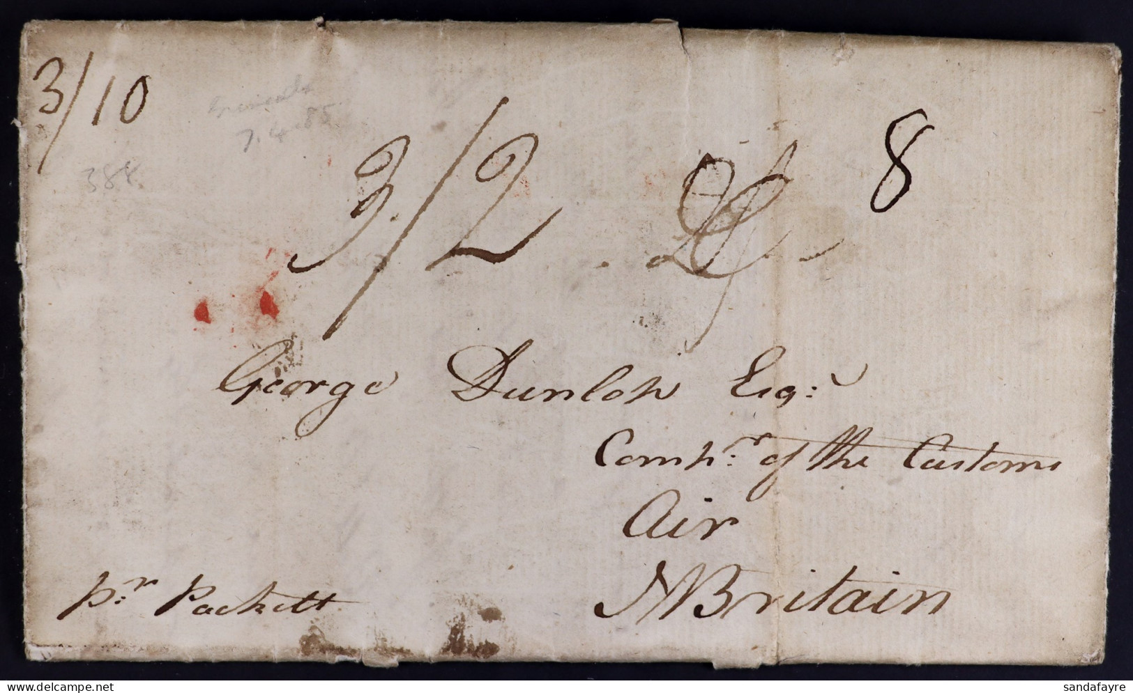 1785 (7 Apr) Lengthy Entire Letter To Great Britain, Endorsed 'per Packet', Bearing Rate Marks And 'GRENADA' Crown Circu - Grenada (...-1974)