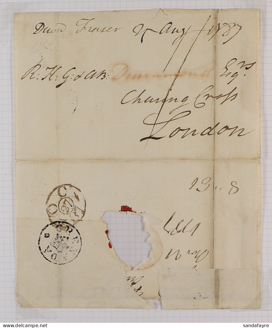 1787 (25 Aug) Part Cover To London,?bearing Rate Mark And 'GRENADA' Crown Circular Handstamp & Bishop Mark On Reverse, V - Grenada (...-1974)