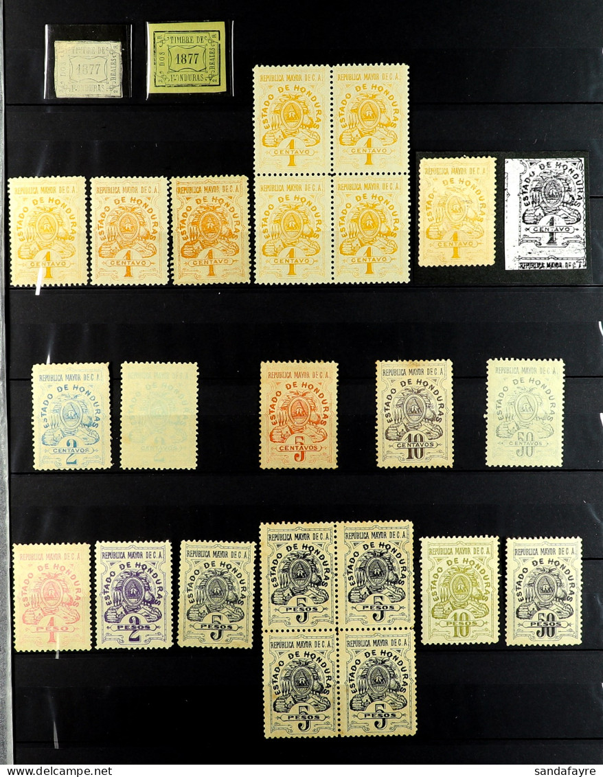 REVENUE STAMPS COLLECTION Of Over 40 Mint Revenue Stamps Spanning 1877 - 1905, On Protective Pages, Incl Imperf Pairs, P - Honduras