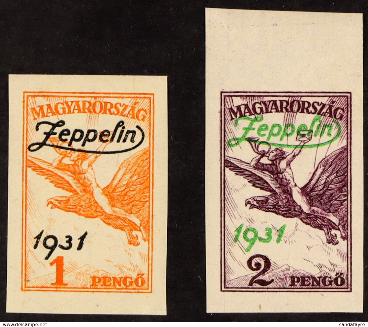 1931 'Zeppelin' Overprints Complete IMPERF Set, Michel 478/79 U, Never Hinged Mint, Cat ??700 (2 Stamps) - Other & Unclassified