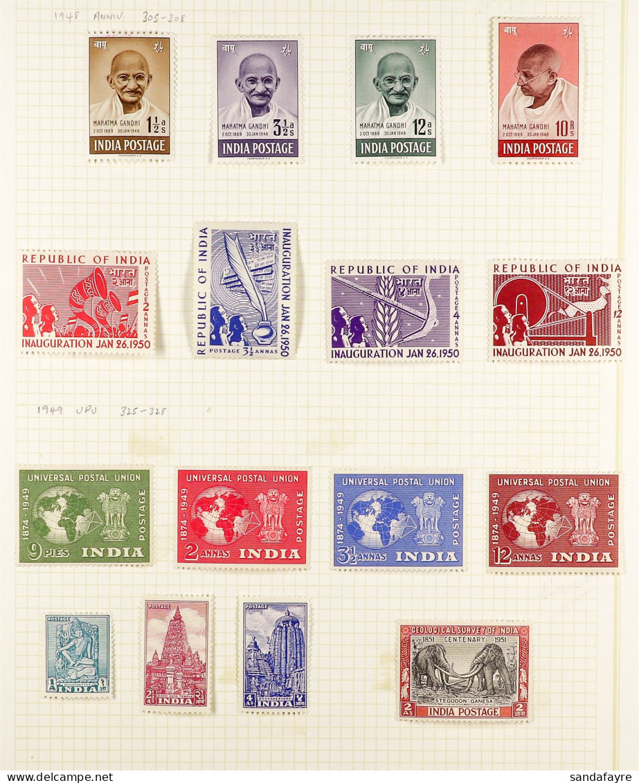 1937 - 1952 COLLECTION Of Mint Stamps On Pages, Note 1937-40 Set To 5r, 1940-43 Set To 12a, 1948 Gandhi Set, 1949-52 Set - Autres & Non Classés
