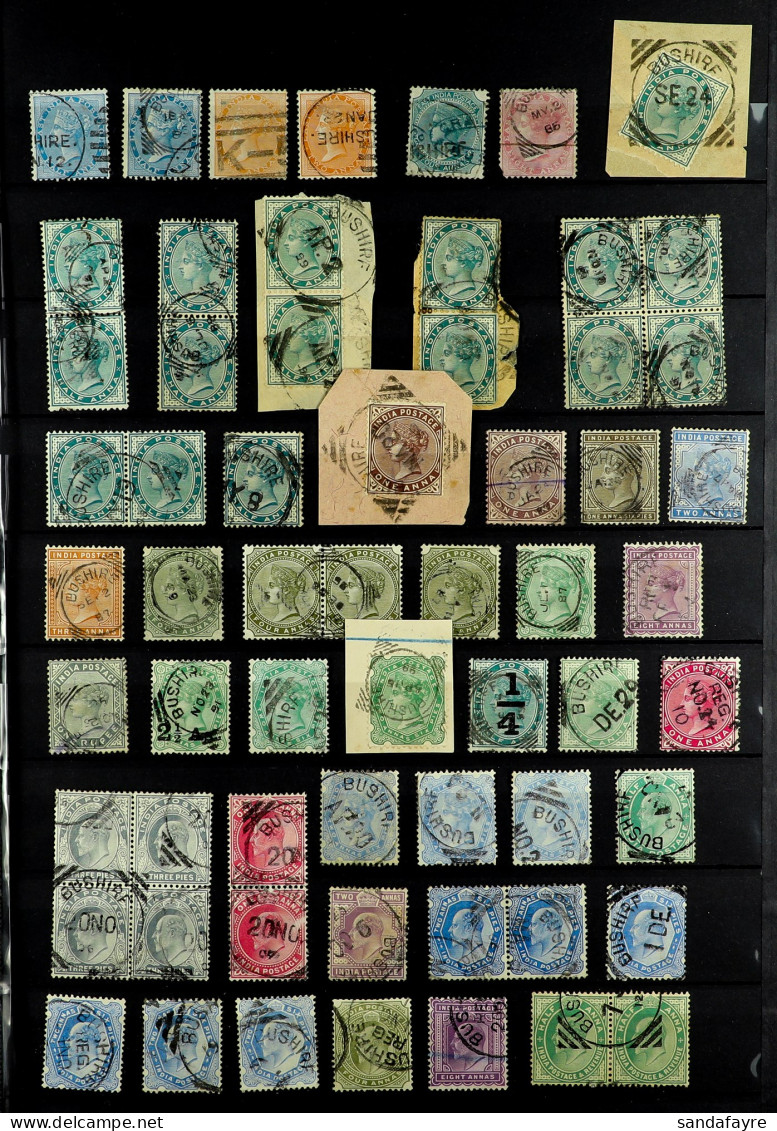 INDIA USED IN BUSHIRE (PERSIA) Collection Of 88 Indian Stamps Spanning 1865-1911. - Altri & Non Classificati