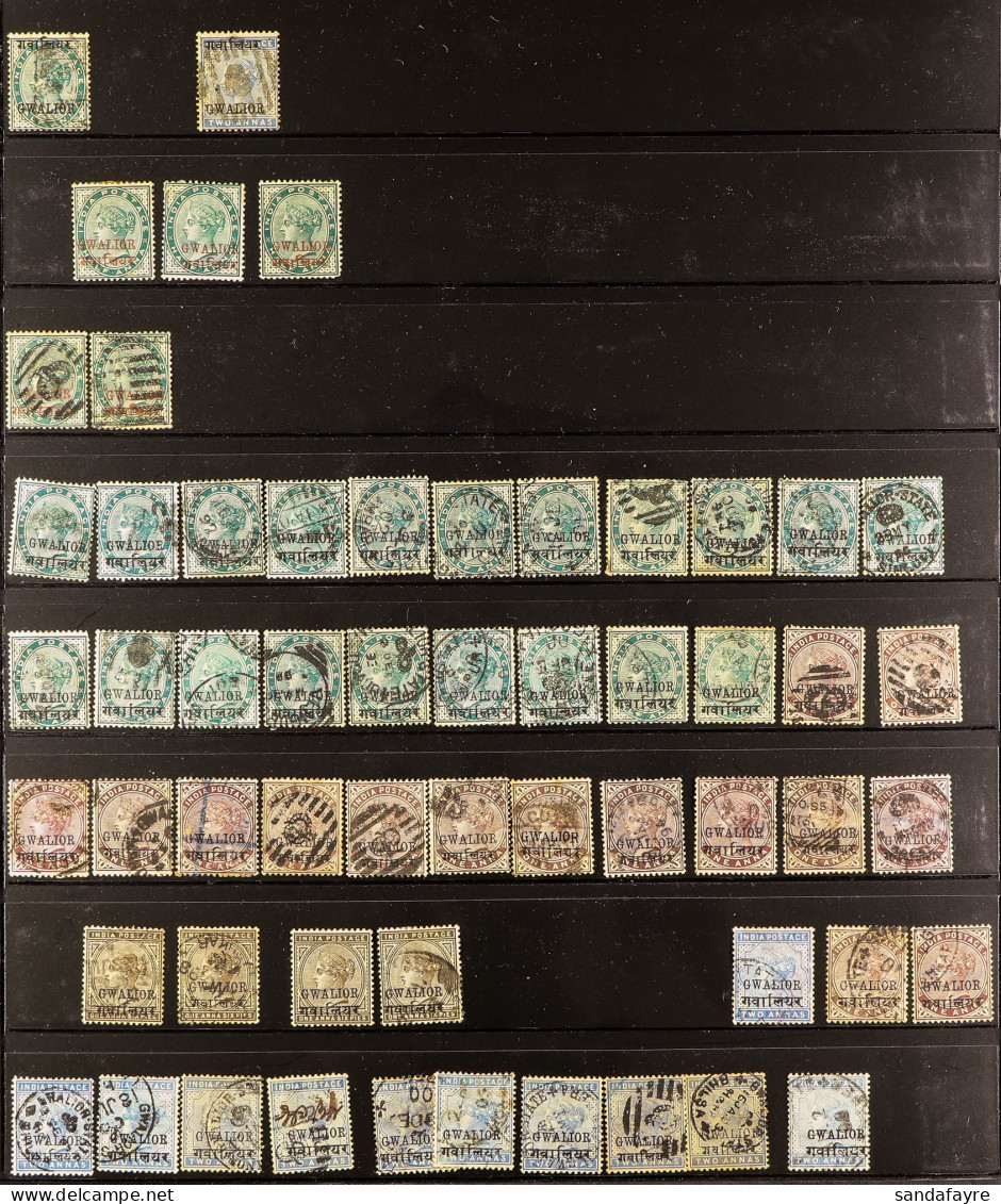 GWALIOR 1885 - 1949 COLLECTION Of 1300+ Mint And Used Stamps On Protective Pages. - Andere & Zonder Classificatie