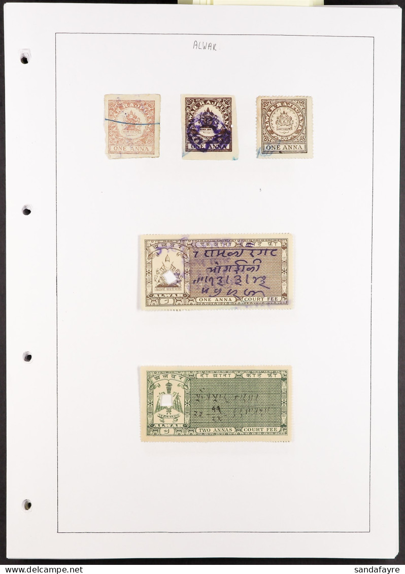 REVENUE STAMPS Late 19th Century To 1940's Collection On Pages, Arranged By State From Akalkot To Travancore (approx 270 - Autres & Non Classés