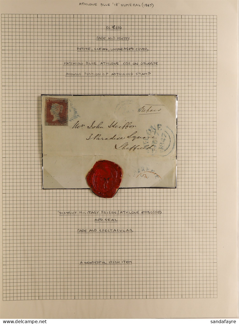 1847 (7 Jun) Letter Sheet To Sheffield Bearing 1d Red-brown Imperf With 4 Large Margins Tied By BLUE '18' Diamond Numera - Andere & Zonder Classificatie