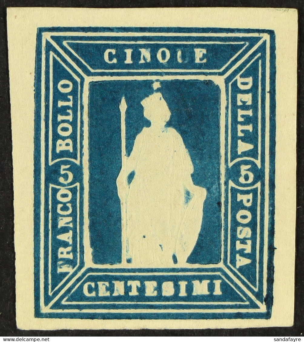 1862 THERIG ESSAY 5c Deep Blue Embossed 'Minerva' Essay On White Paper. From The Erskine Hume Jr Exhibition Collection. - Ohne Zuordnung