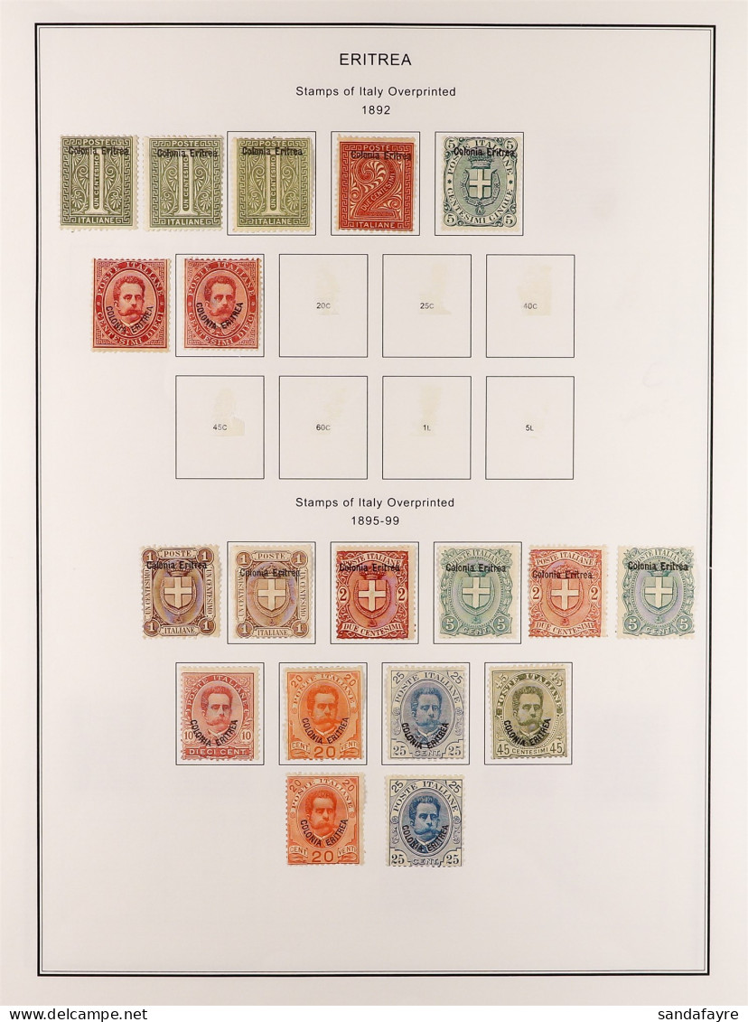 ERITREA 1892 - 1941 Mint Collection Of 160+ Stamps On Album Pages Includes Many Complete Sets. Sassone Cat ??3000. - Altri & Non Classificati