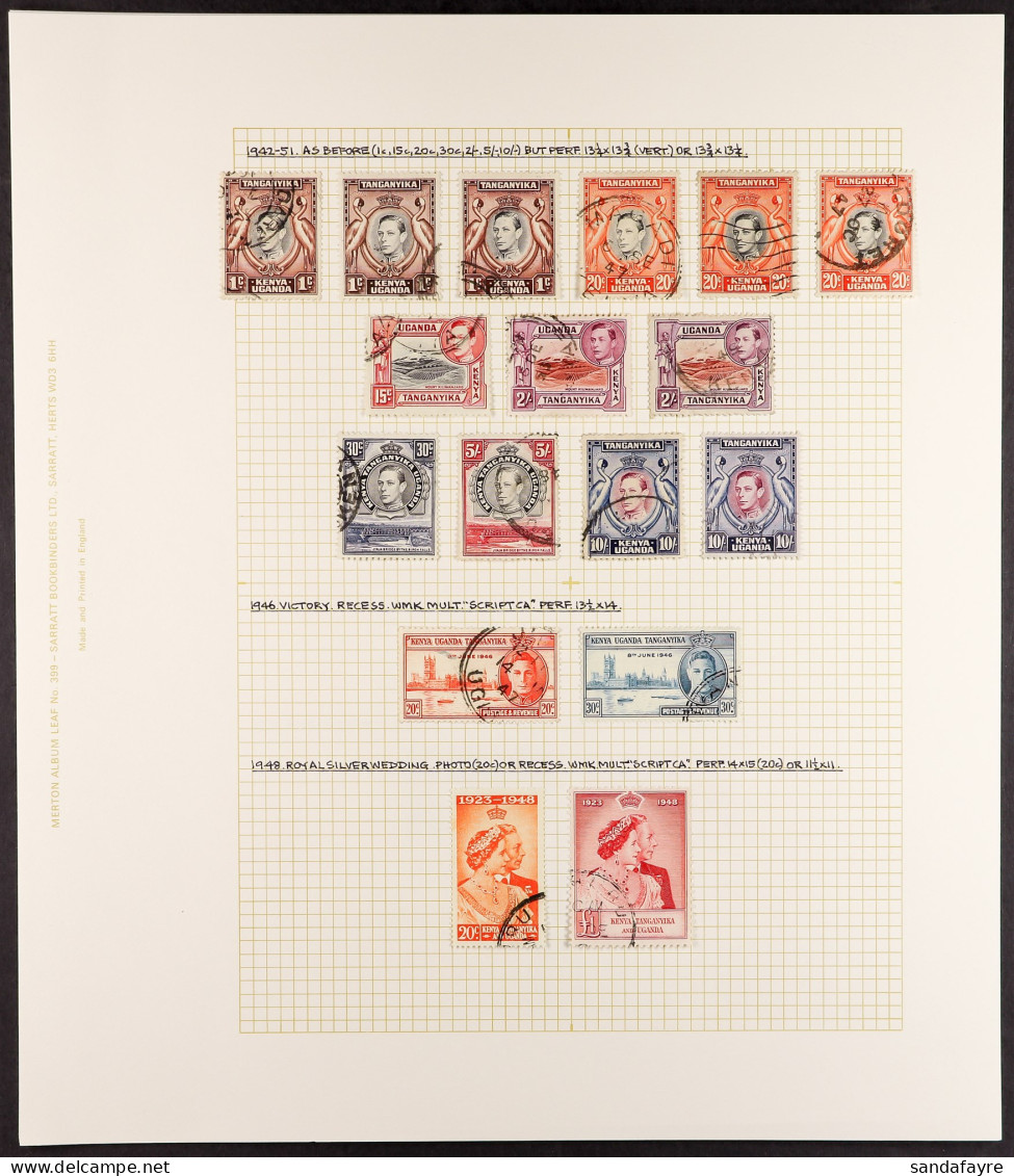 1937 - 1954 USED COLLECTION Of 90+ Stamps On Album Pages, Complete From 1937 Coronation To 1952 Royal Visit Set (SG 128- - Vide